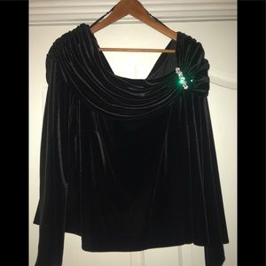 Black Velvet Drape Plus Size Top